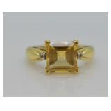10k Gold Citrine & Diamond Ring