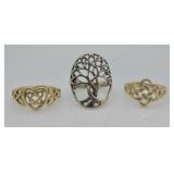 3 pcs. Sterling Silver Celtic Design Rings