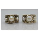 2 pcs. Matching Sterling Silver & Pearl Rings