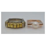 2 pcs. Sterling Silver Square Design Rings