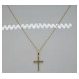 10k Gold Diamond Cross Necklace