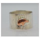 Sterling Silver Copper Bear Band Ring