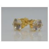 14k Gold White Stone Stud Earrings