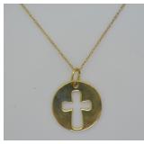 10k Gold Cross Cut-out Pendant Necklace