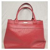 Kate Spade Red Ostrich Leather Handbag w/ Bow