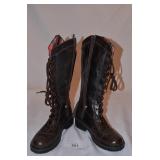 Brown Zip Up Code West Calf High Boots-Size 6