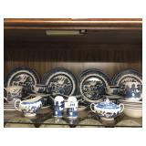 34 pcs of Skinny Bird Blue Willow China English