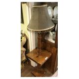 Vintage Pine one tier floor lamp table