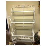 Vintage white metal bakers rack