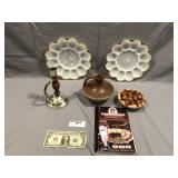 6pcs Milk Glass egg plate, pitcher ++