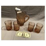 5pcs Early L G Wright Pink Depression