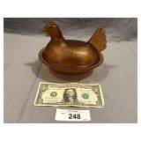 Vintage Amber Hen on the Nest