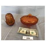 2pcs carnival tangerine fenton glass +