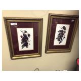 Pair of B Humrell signed grape prints in frame