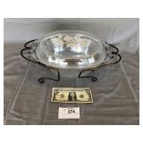 Vintage Cassarole dish with metal stand