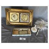 2pcs Early porcelain frames & pen desk set