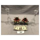 4pcs Pair of Crystal Candle sticks & metal