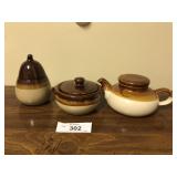 3pcs pottery tea, sugar, creamer