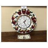 Porcelain apple clock 13" round