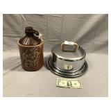 2pcs Whisky cookie jar and stainless cake plate