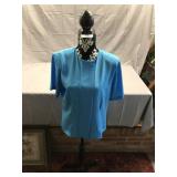 Full size wood dress form with Blue blouse