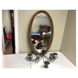 large entry mirror w metal candle sconce
