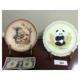 2pcs Satin Fenton Plate, & Hummel plate