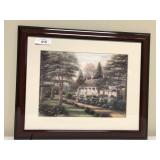 Victorian home print in cherry frame