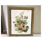 Large floral still life on paper framed