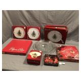 (9) pcs crystal and porcelain Christmas china