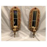 Pair of Mid Century mirrored candle wall sconce