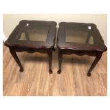 Pair of Mahogany stained w/glass tops