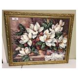 Large framed floral still life by Mock