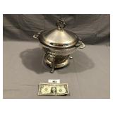 Silver plated Chaffing stand w/ AH glass dish