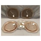 5pcs of vintage pink depression pink madrid glass