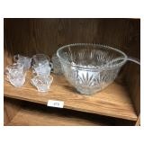 Pressed glass punch bowl set