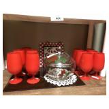 Red Stemware set 11pcs, & more