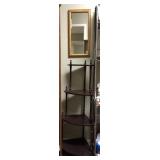 4 Tier shelf and small gold hanging mirror