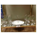 11 Christmas gold-tone rimmed glasses and dessert