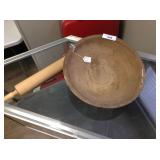 Wooden bowl and rolling pin