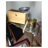 Brass-tone glass top side table ++