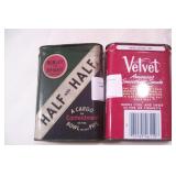 Pair of vintage tobacco tins Velvet & Half & Half