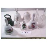 9pcs Ceramic and porcelain, and glass bells