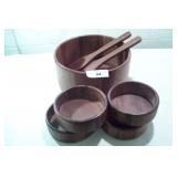 7pcs Wood teak salad bowl set