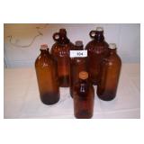 6pcs vintage Clorox & Purex brown bottles