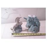 Pair of unicorn figures