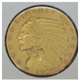 1908 GOLD HALF EAGLE  AU