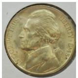 1945 D SILVER NICKEL  FULL STEPS  CHOICE BU