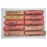 10 ROLLS OF WHEAT PENNIES