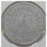 1939 NAZI  GERMAN  50 CENT  AU